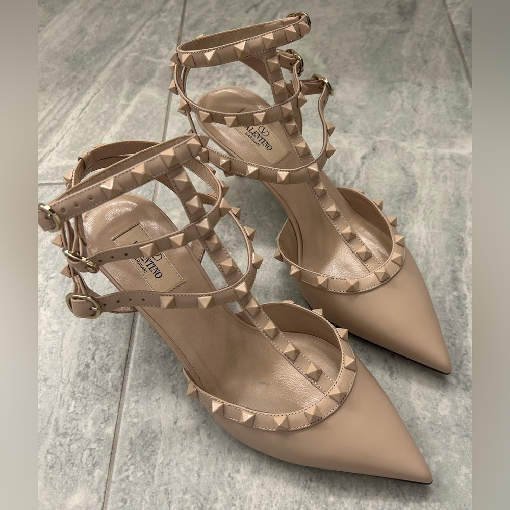 Valentino Rockstud Caged 65 Leather Ankle Strap